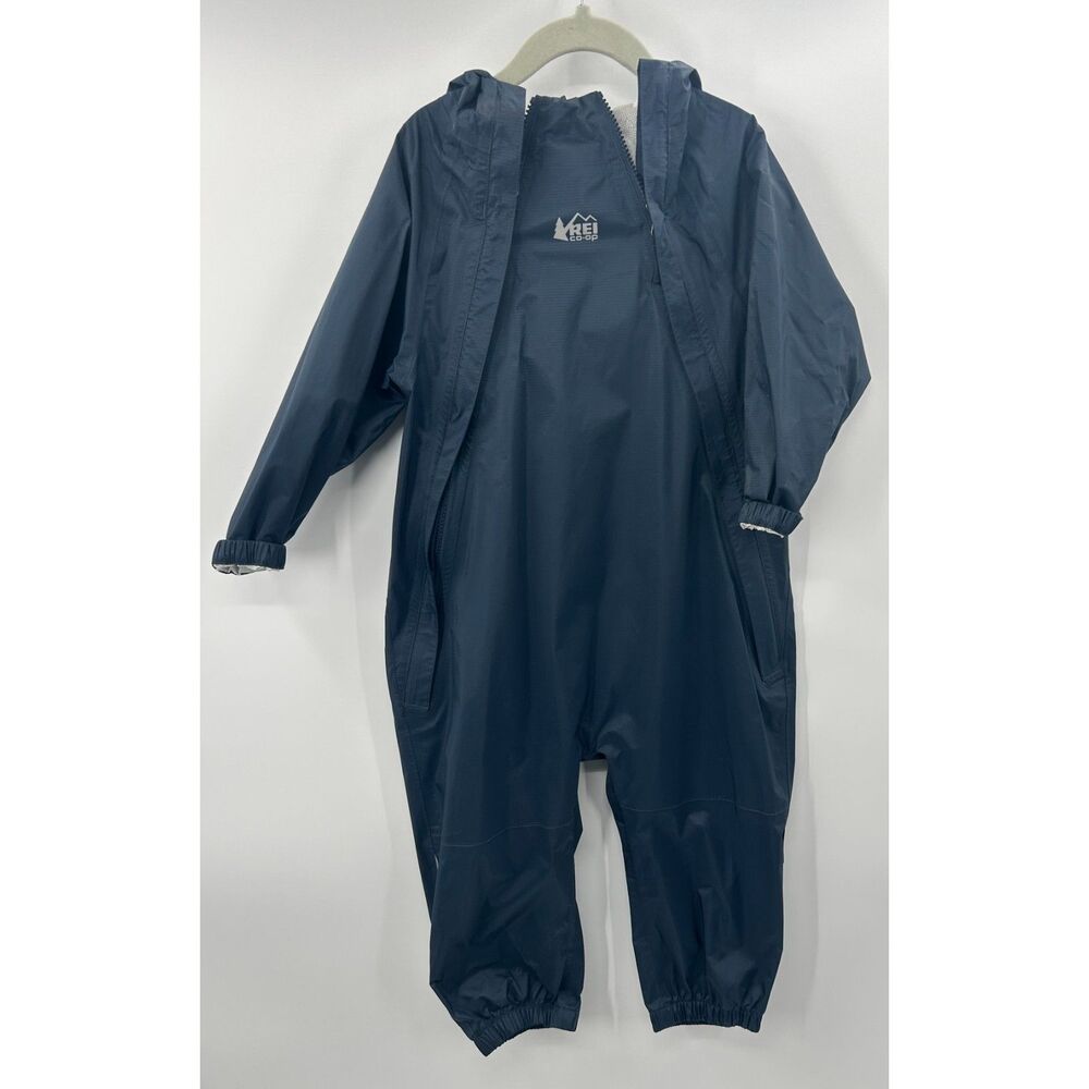 REI Co-op Kids 3T Waterproof Hooded Rain Suit One Piece Blue